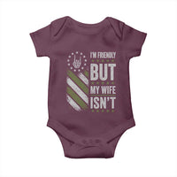 Im Friendly But My Wife Isnt Funny Husband Baby Onesie Vintage American Flag