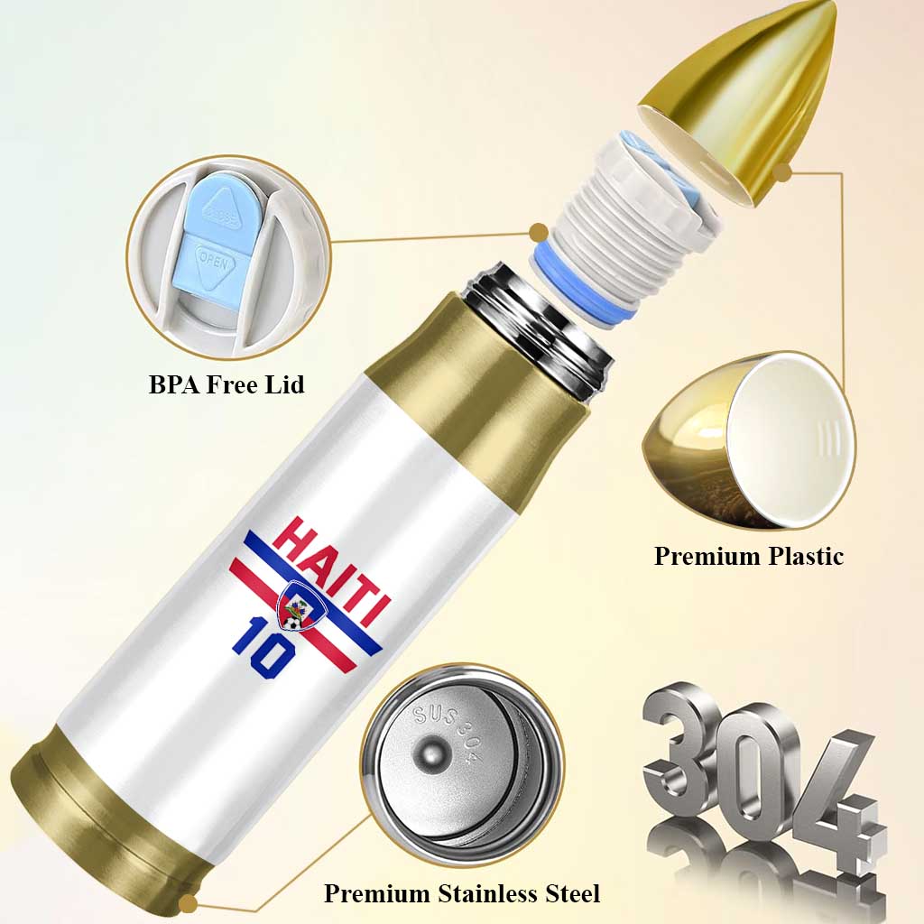 Haiti Haitian Flag Bullet Tumbler Proud Haitienne Cheer Country Favorite Spirit Game Caribbean Souvenir