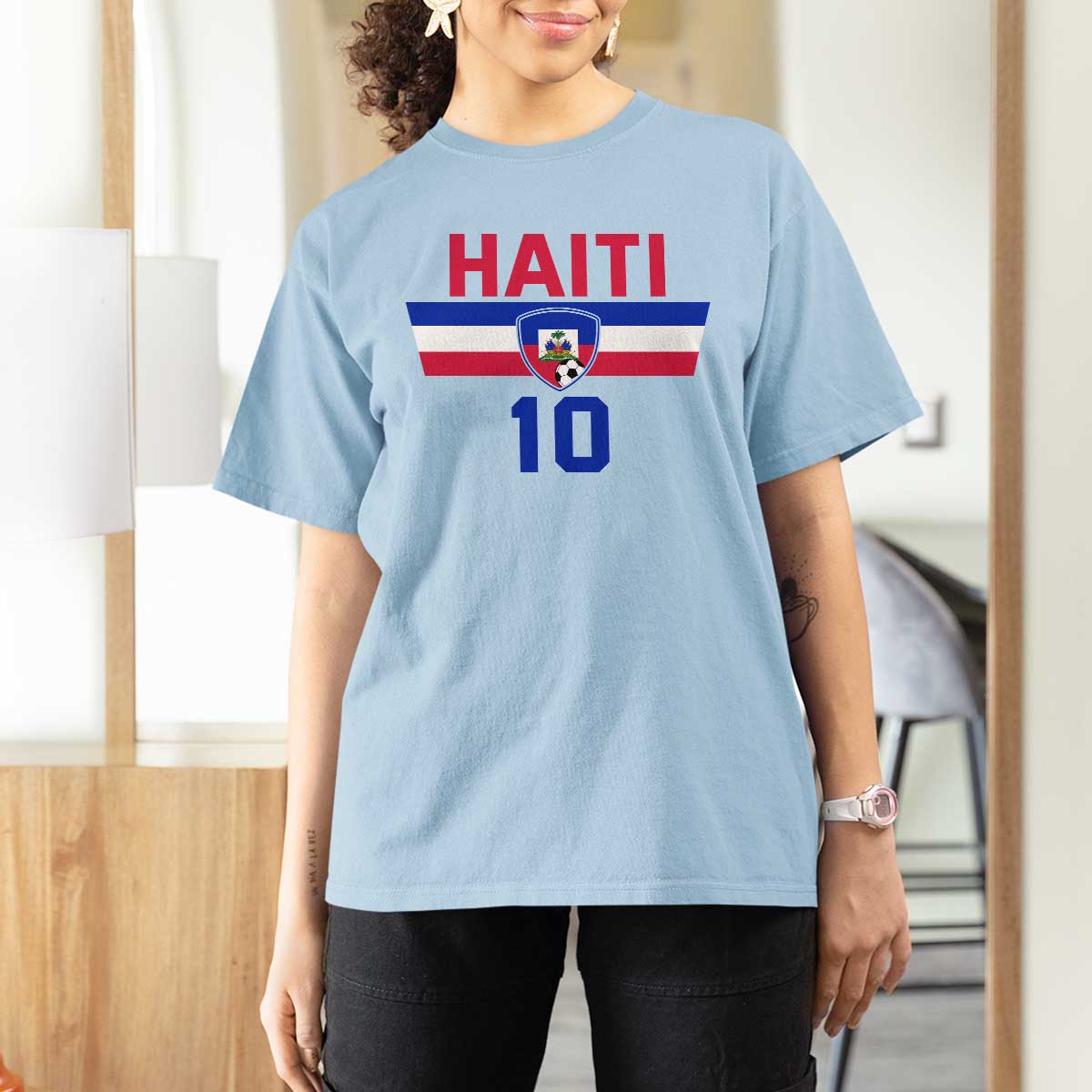 Haiti Haitian Flag T Shirt For Women Proud Haitienne Cheer Country Favorite Spirit Game Caribbean Souvenir
