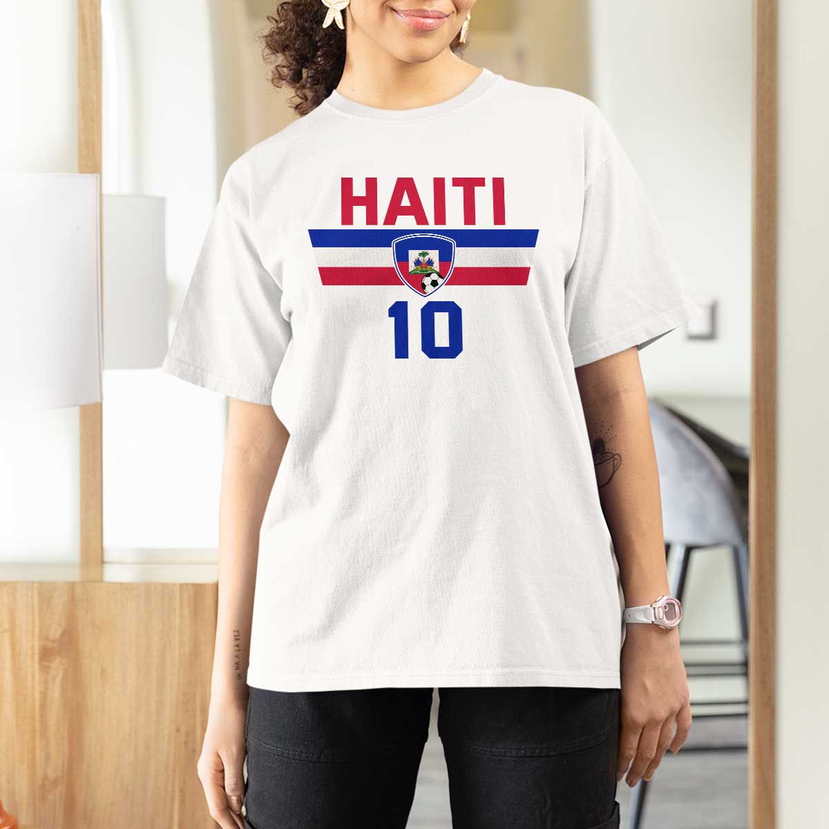 Haiti Haitian Flag T Shirt For Women Proud Haitienne Cheer Country Favorite Spirit Game Caribbean Souvenir