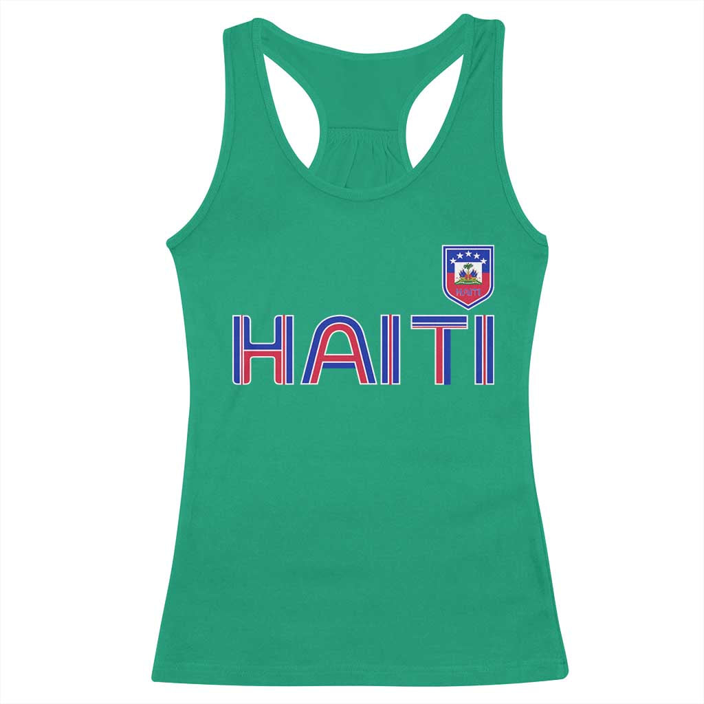 Haiti Flag Crest Racerback Tank Top Haitian Pride National Heritage Patriotic Graphic