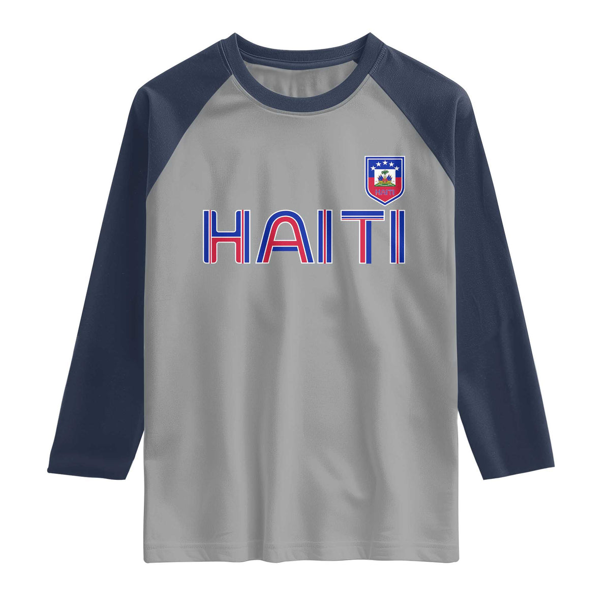 Haiti Flag Crest Raglan Shirt Haitian Pride National Heritage Patriotic Graphic