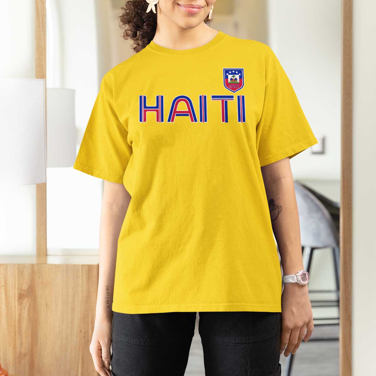 Haiti Flag Crest T Shirt For Women Haitian Pride National Heritage Patriotic Graphic