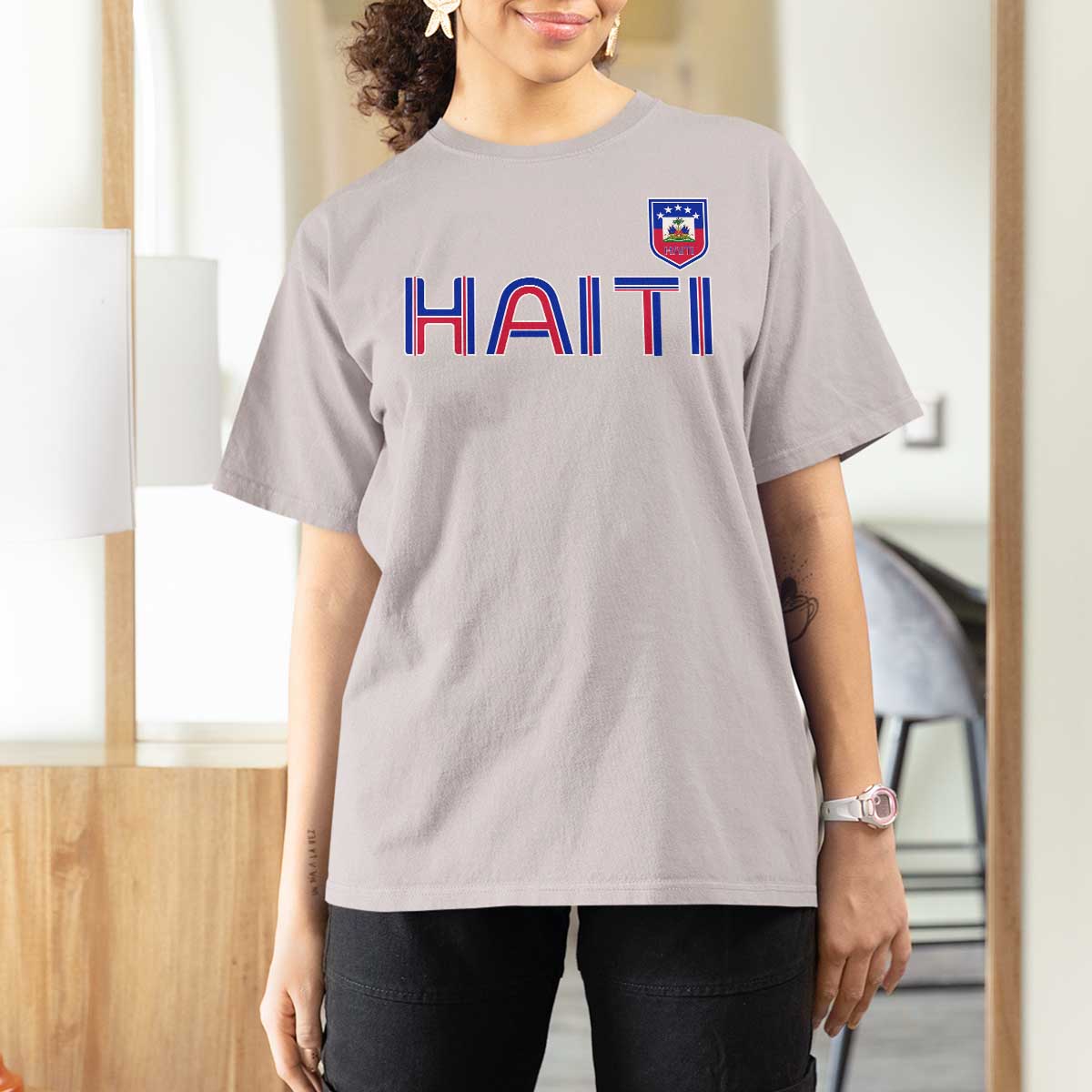 Haiti Flag Crest T Shirt For Women Haitian Pride National Heritage Patriotic Graphic