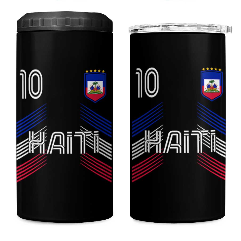 Haiti Soccer 4 in 1 Can Cooler Tumbler Haitian Football Fan Pride National Team Support Graphic