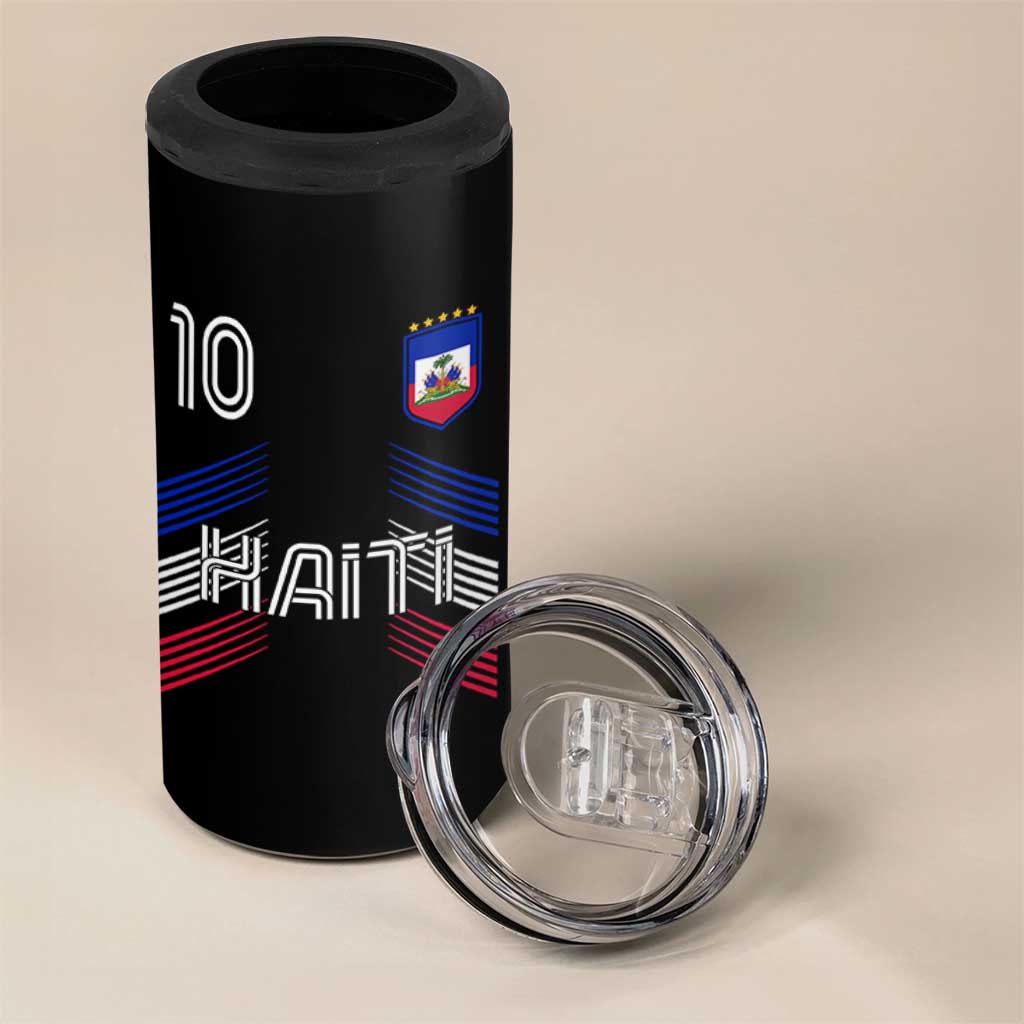 Haiti Soccer 4 in 1 Can Cooler Tumbler Haitian Football Fan Pride National Team Support Graphic