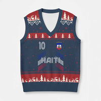 Haiti Soccer V-Neck Knit Sweater Vest Haitian Football Fan Pride National Team Support Graphic
