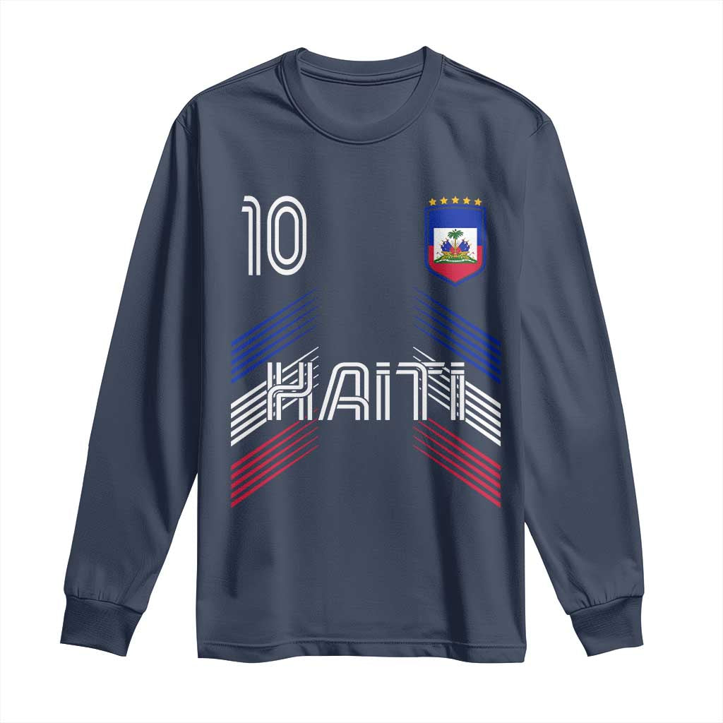 Haiti Soccer Long Sleeve Shirt Haitian Football Fan Pride National Team Support Graphic