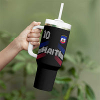 Haiti Soccer Tumbler With Handle Haitian Football Fan Pride National Team Support Graphic