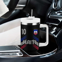 Haiti Soccer Tumbler With Handle Haitian Football Fan Pride National Team Support Graphic