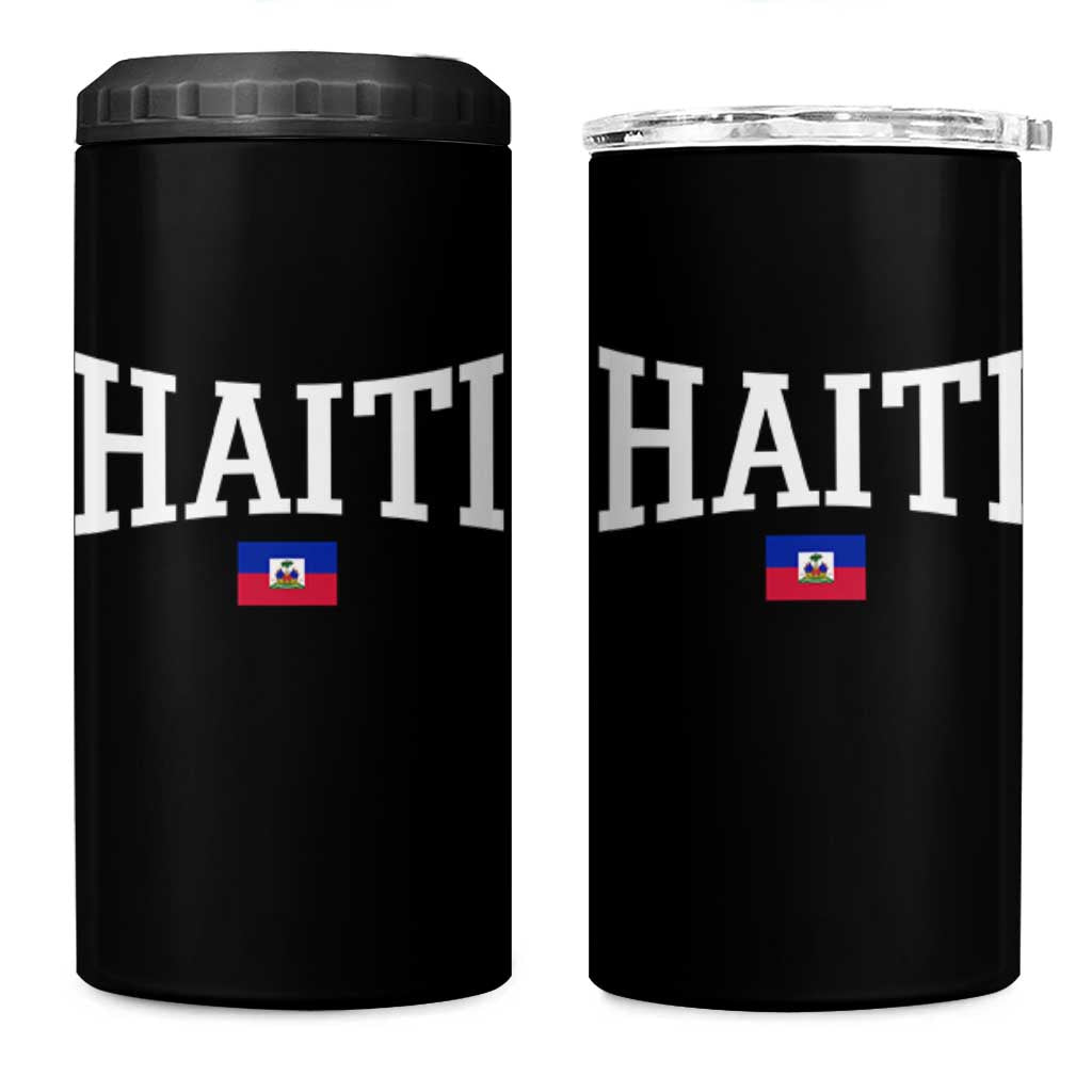 Haiti Haitian Flag Caribbean Souvenir 4 in 1 Can Cooler Tumbler Vintage Varsity Sports