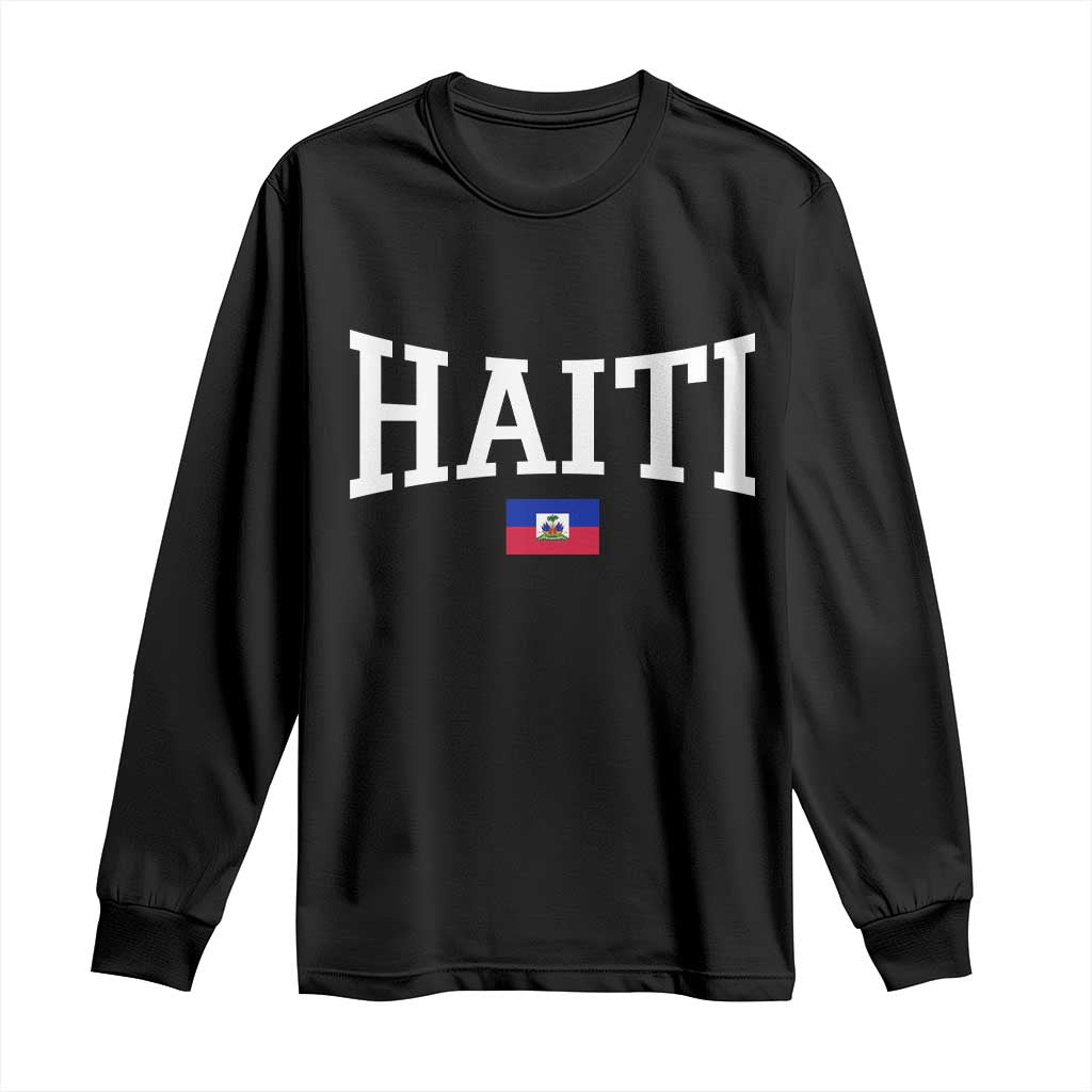 Haiti Haitian Flag Caribbean Souvenir Long Sleeve Shirt Vintage Varsity Sports