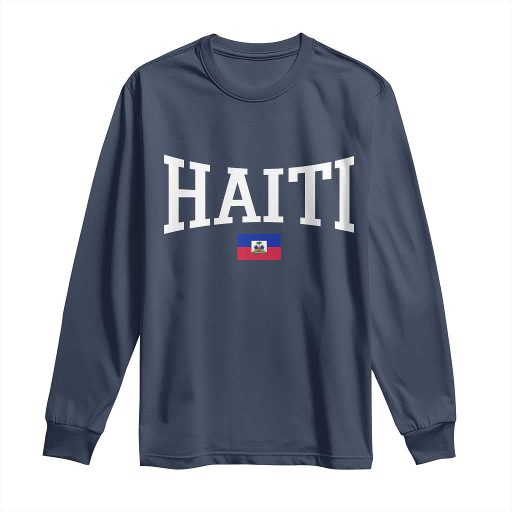 Haiti Haitian Flag Caribbean Souvenir Long Sleeve Shirt Vintage Varsity Sports