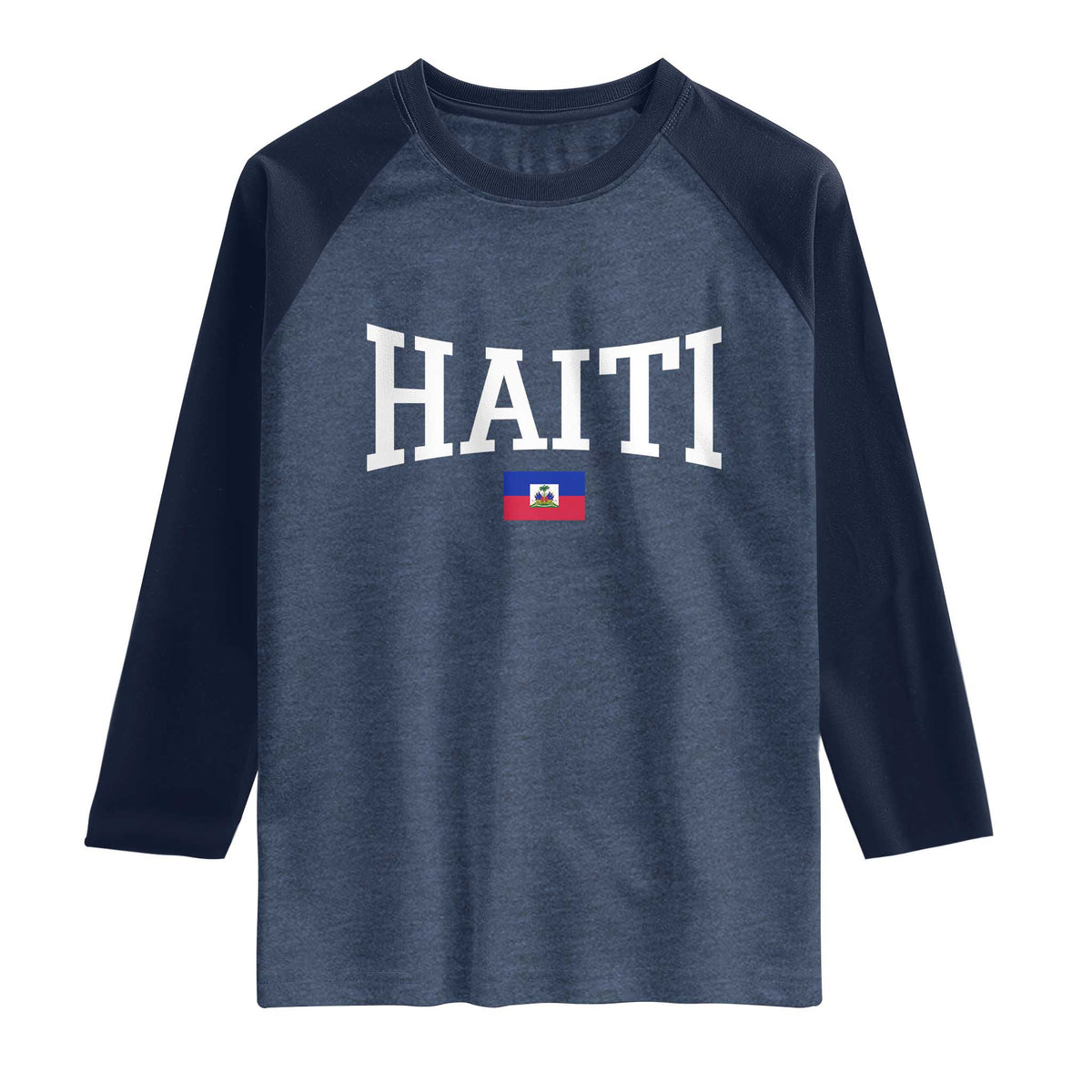 Haiti Haitian Flag Caribbean Souvenir Raglan Shirt Vintage Varsity Sports