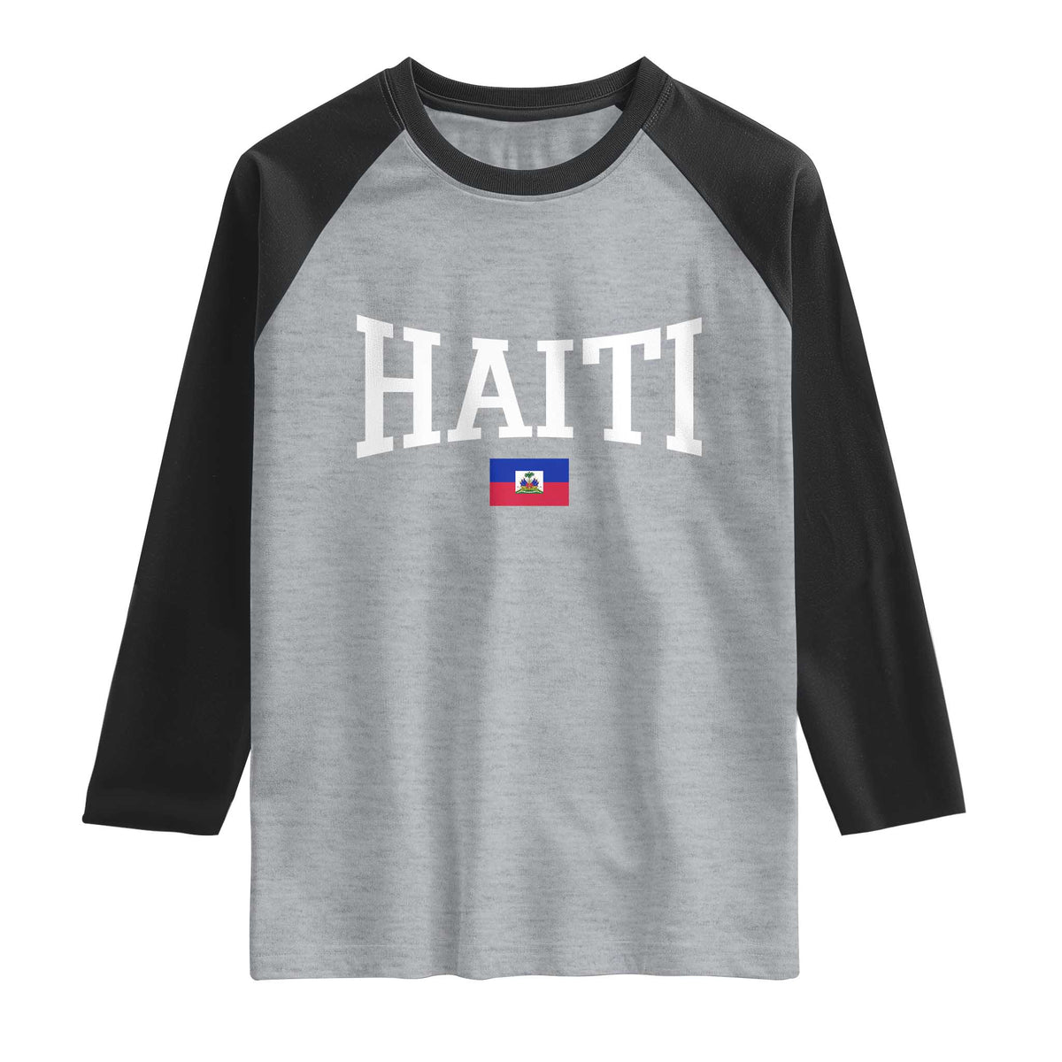 Haiti Haitian Flag Caribbean Souvenir Raglan Shirt Vintage Varsity Sports