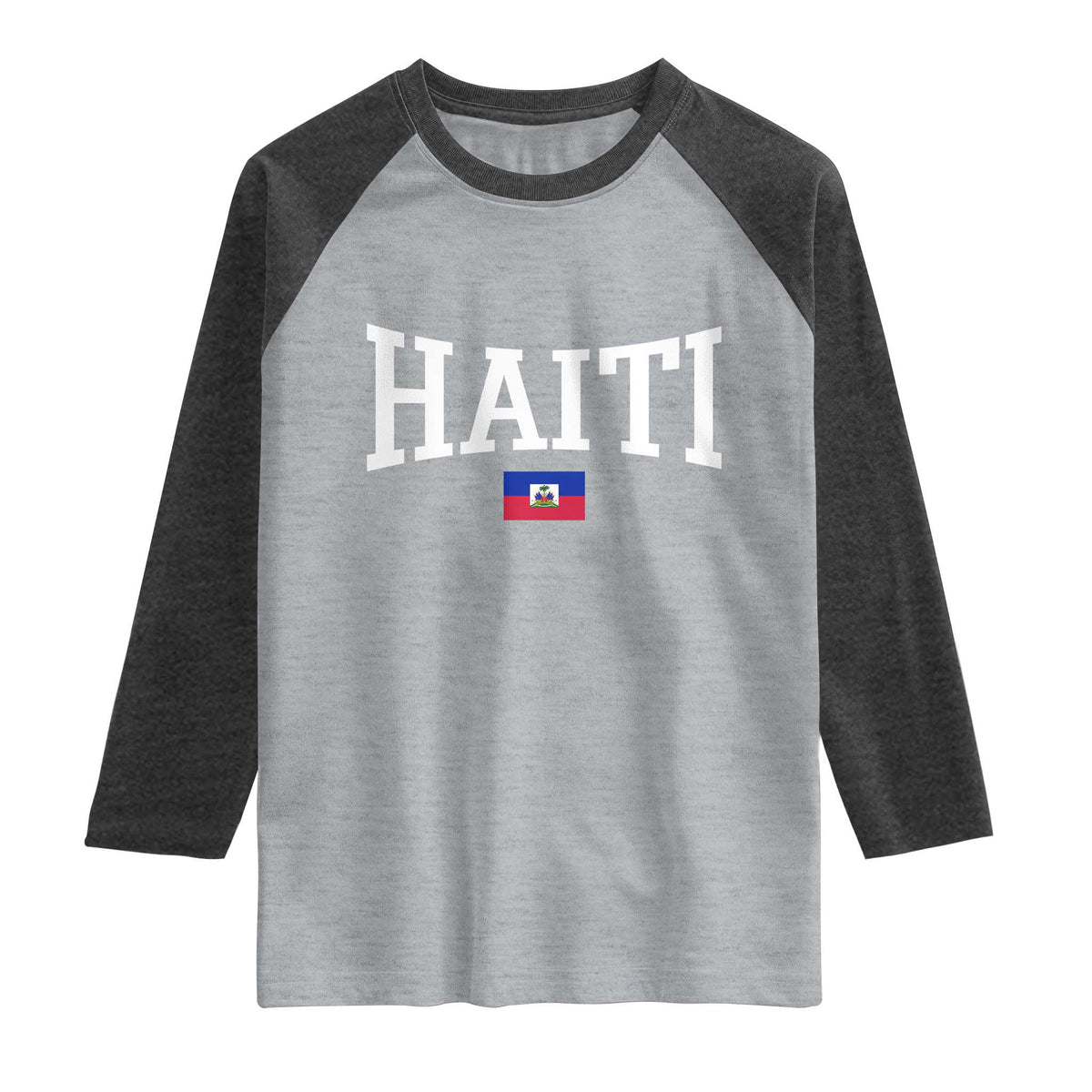 Haiti Haitian Flag Caribbean Souvenir Raglan Shirt Vintage Varsity Sports