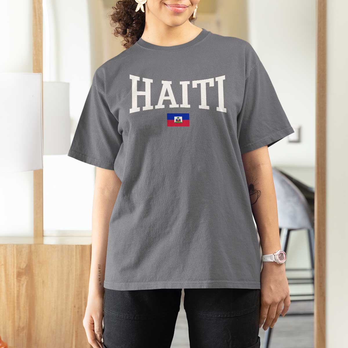 Haiti Haitian Flag Caribbean Souvenir T Shirt For Women Vintage Varsity Sports