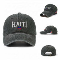 Haiti Haitian Flag Caribbean Souvenir Washed Cotton Baseball Cap Vintage Varsity Sports