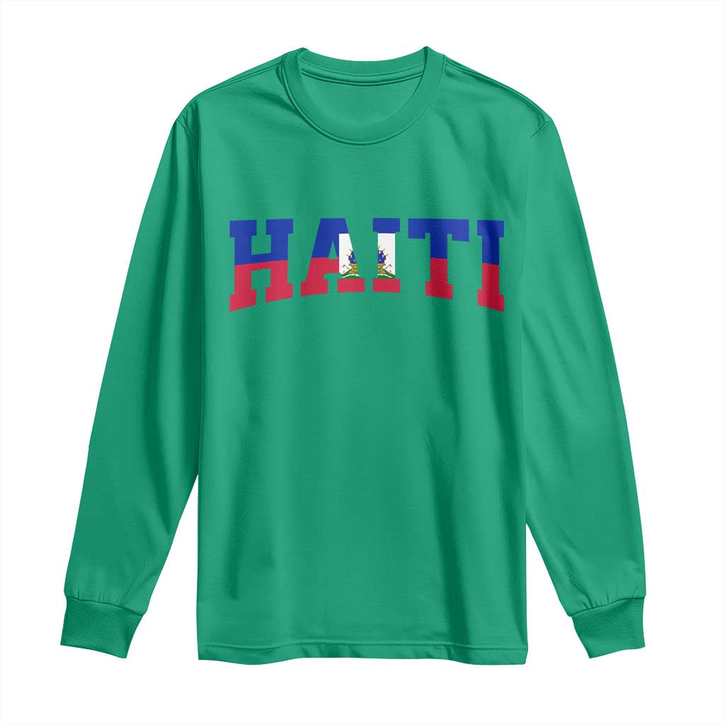Vintage Haiti Long Sleeve Shirt Varsity Haitian Flag Classic Haitian Pride College Style