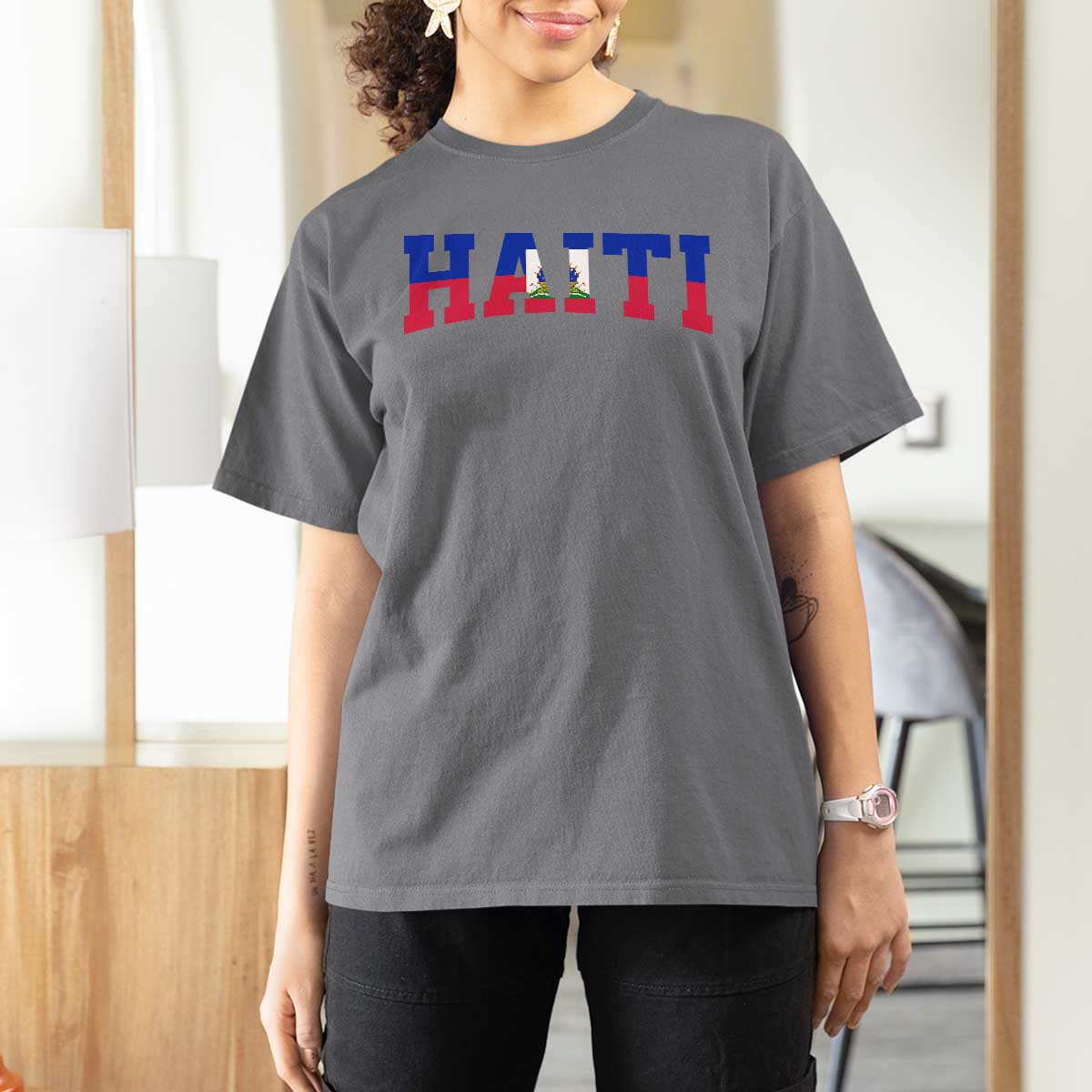 Vintage Haiti T Shirt For Women Varsity Haitian Flag Classic Haitian Pride College Style