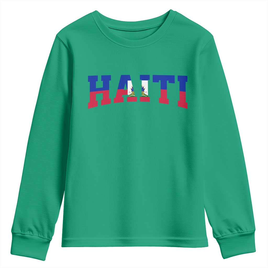 Vintage Haiti Youth Sweatshirt Varsity Haitian Flag Classic Haitian Pride College Style