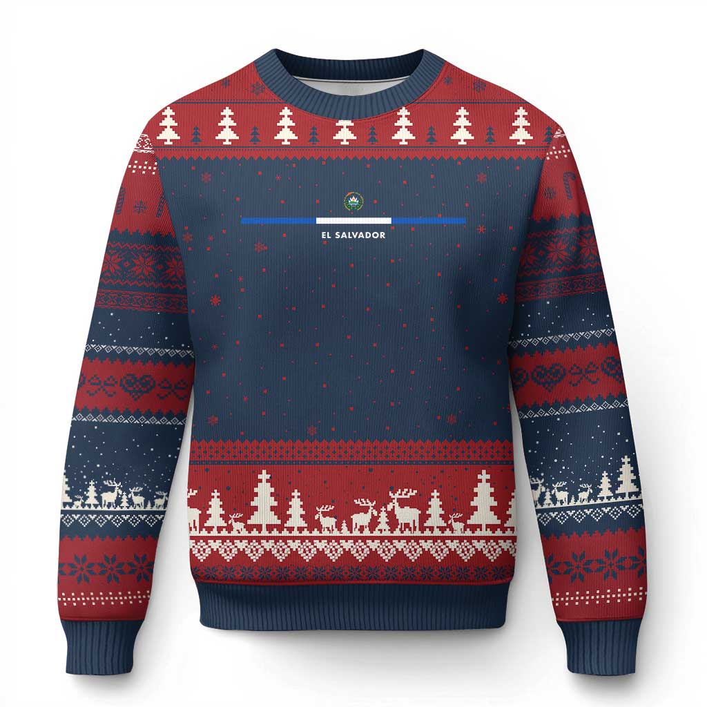 El Salvador Ugly Christmas Sweater Vintage Salvadoran Flag Independence Day - Wonder Print Shop