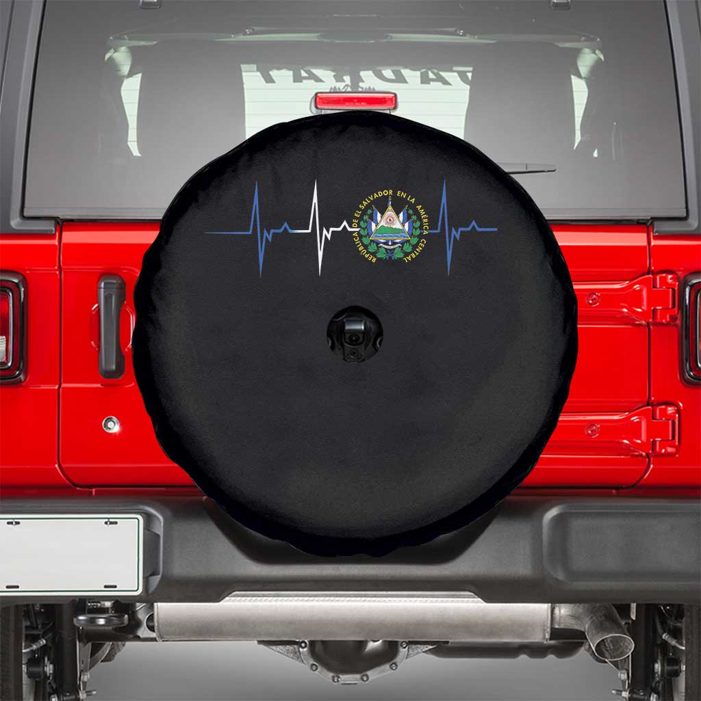 El Salvador Spare Tire Cover Vintage Salvadoran Flag Heartbeat Independence Day - Wonder Print Shop