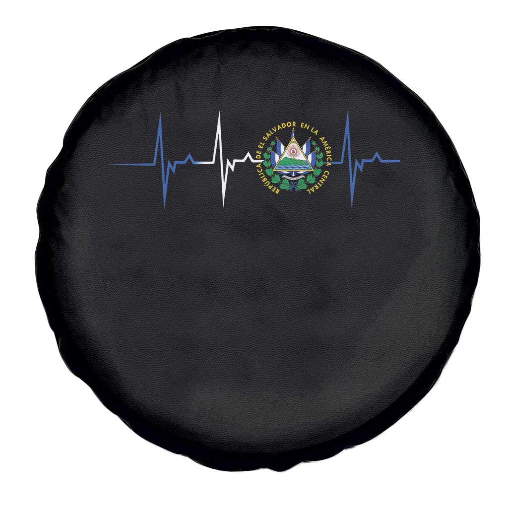 El Salvador Spare Tire Cover Vintage Salvadoran Flag Heartbeat Independence Day - Wonder Print Shop