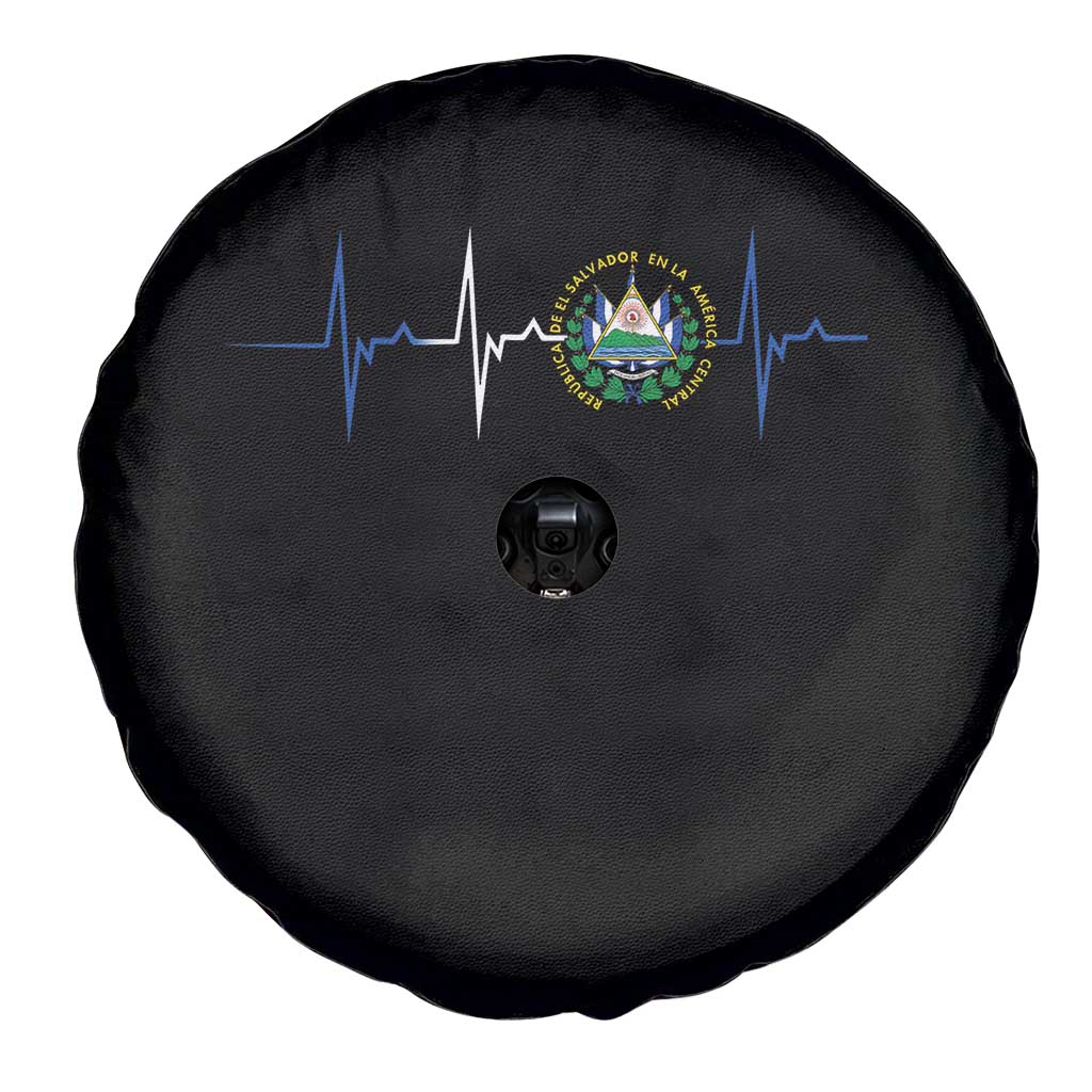 El Salvador Spare Tire Cover Vintage Salvadoran Flag Heartbeat Independence Day - Wonder Print Shop