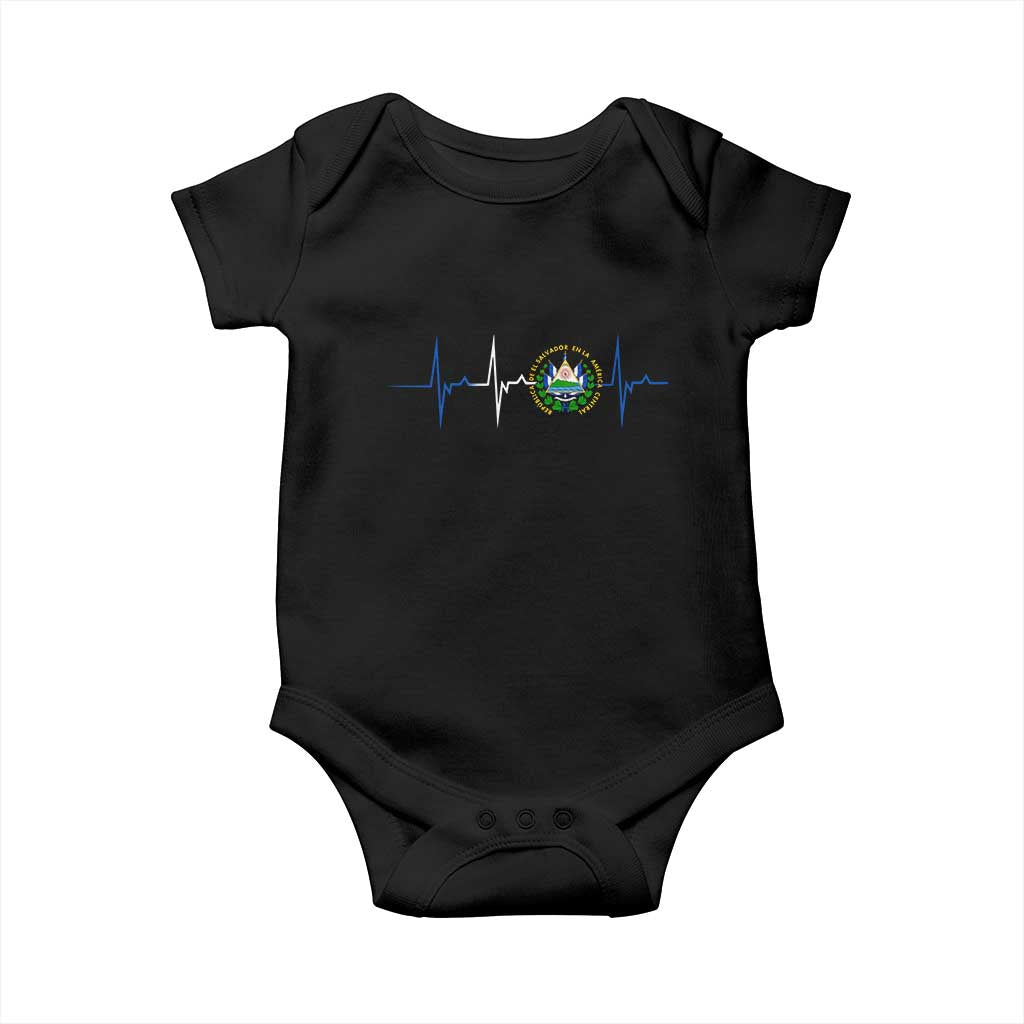 El Salvador Baby Onesie Vintage Salvadoran Flag Heartbeat Independence Day - Wonder Print Shop
