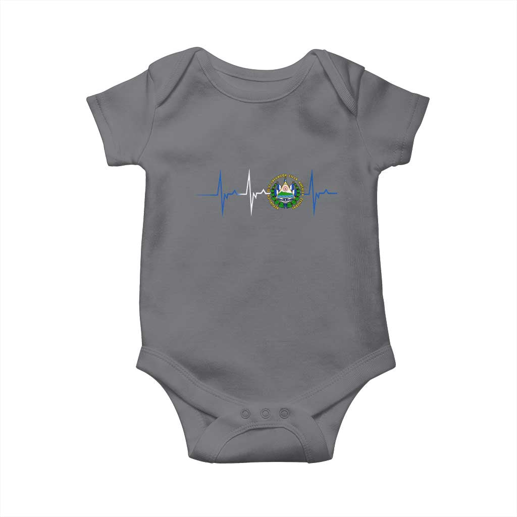 El Salvador Baby Onesie Vintage Salvadoran Flag Heartbeat Independence Day - Wonder Print Shop