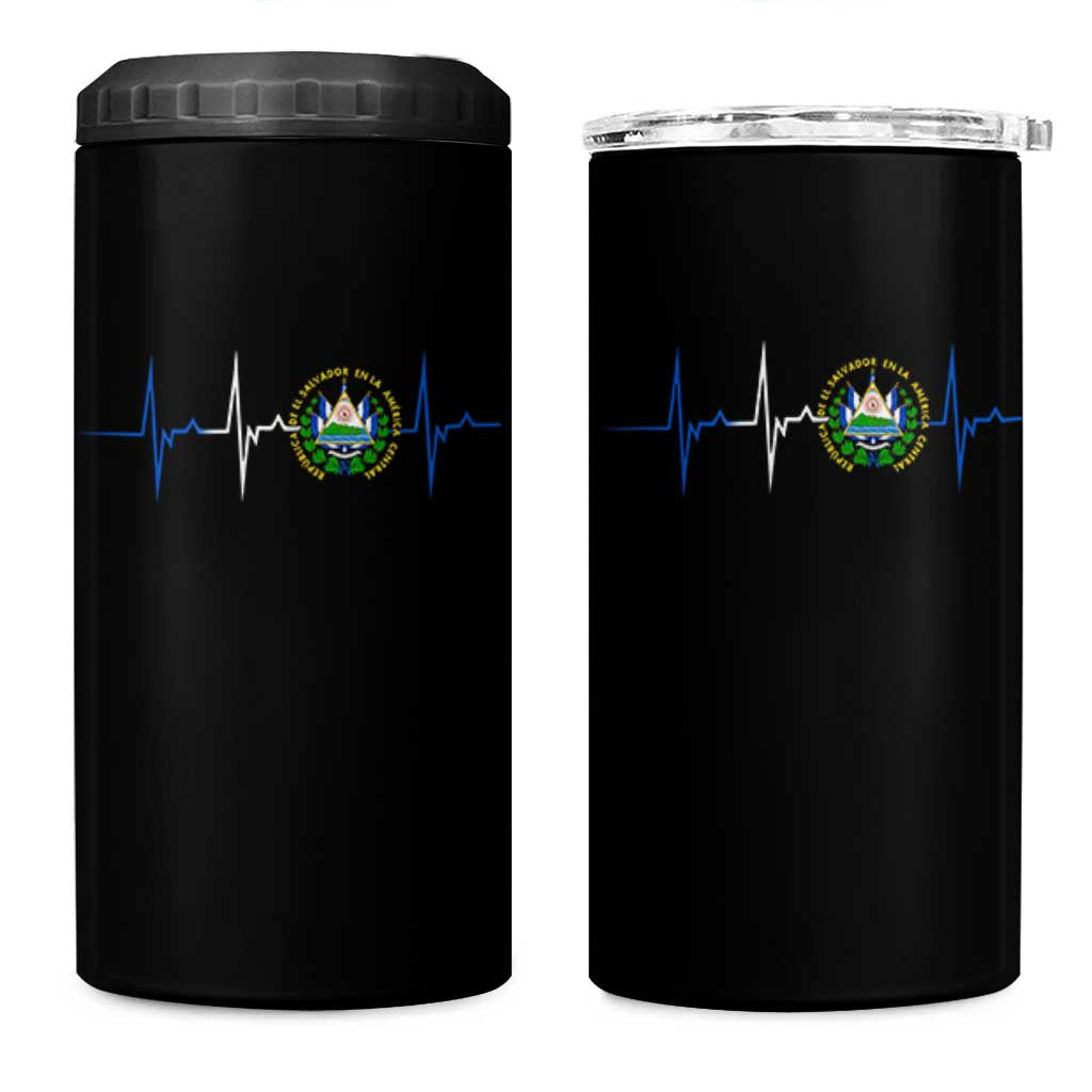 El Salvador 4 in 1 Can Cooler Tumbler Vintage Salvadoran Flag Heartbeat Independence Day - Wonder Print Shop