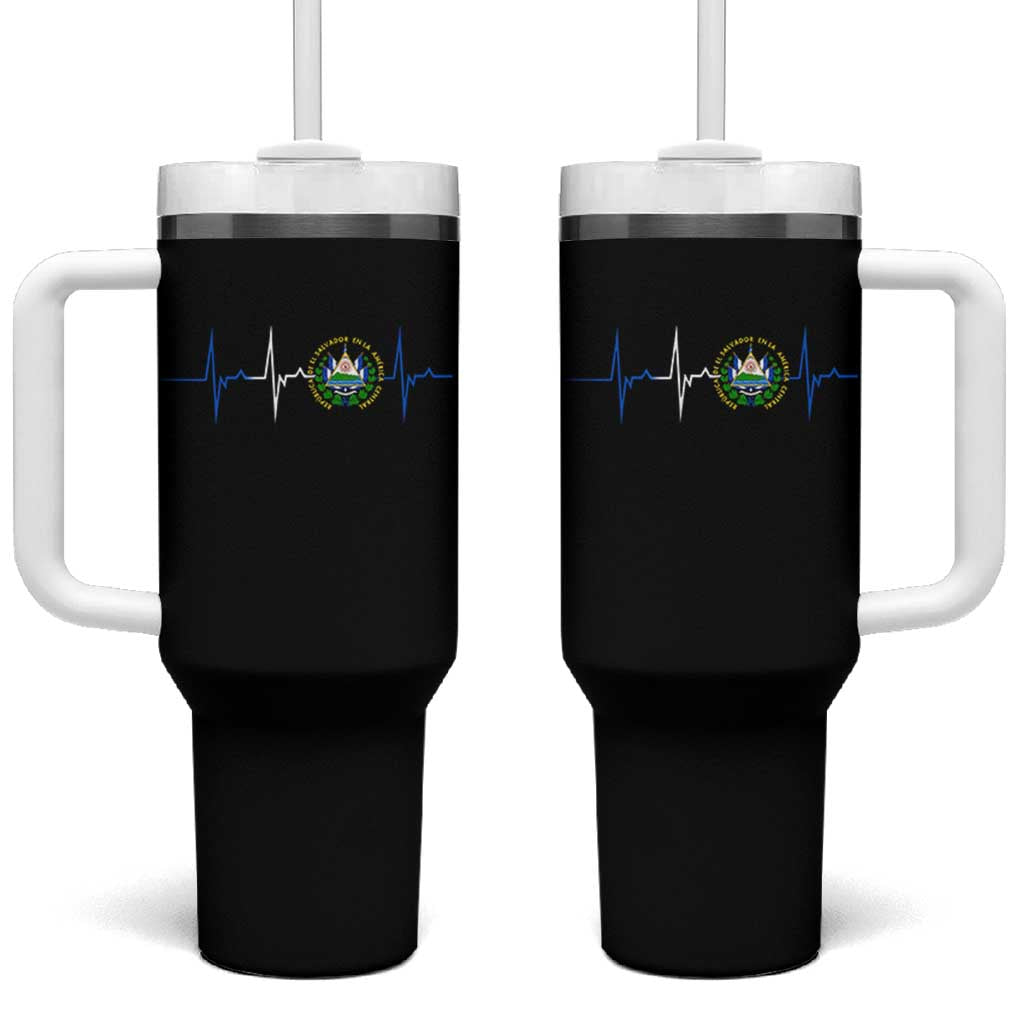 El Salvador Tumbler With Handle Vintage Salvadoran Flag Heartbeat Independence Day - Wonder Print Shop