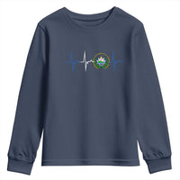 El Salvador Youth Sweatshirt Vintage Salvadoran Flag Heartbeat Independence Day - Wonder Print Shop
