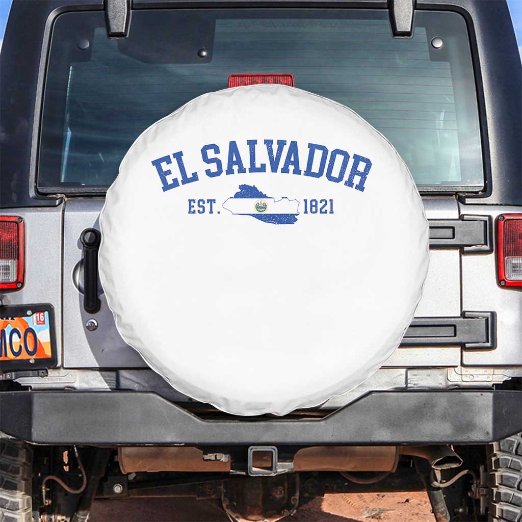 Vintage El Salvador Map Spare Tire Cover Salvadoran Independence Day Jersey Letters - Wonder Print Shop