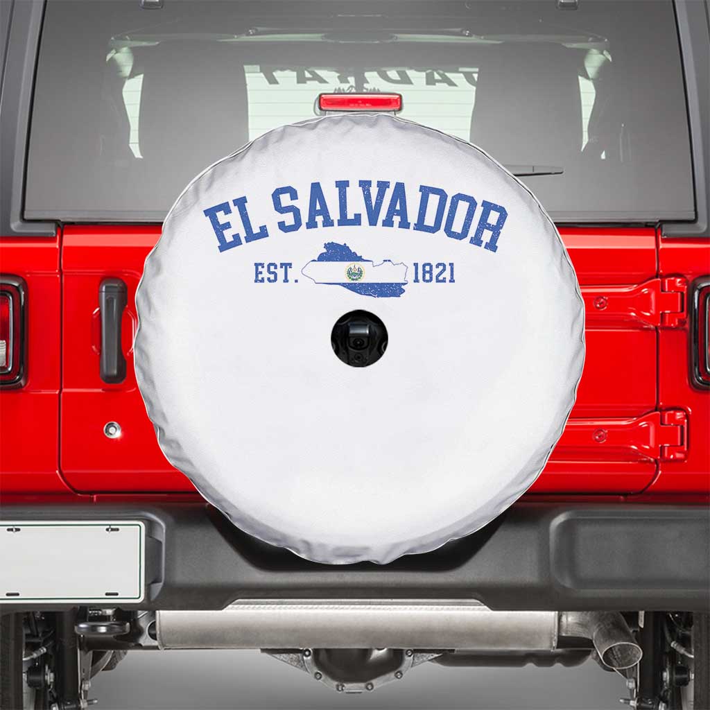 Vintage El Salvador Map Spare Tire Cover Salvadoran Independence Day Jersey Letters - Wonder Print Shop