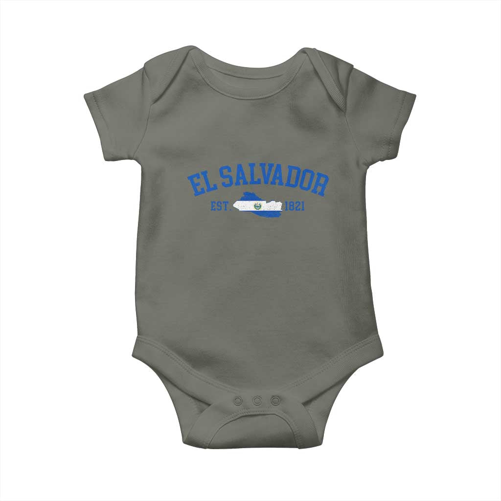 Vintage El Salvador Map Baby Onesie Salvadoran Independence Day Jersey Letters - Wonder Print Shop