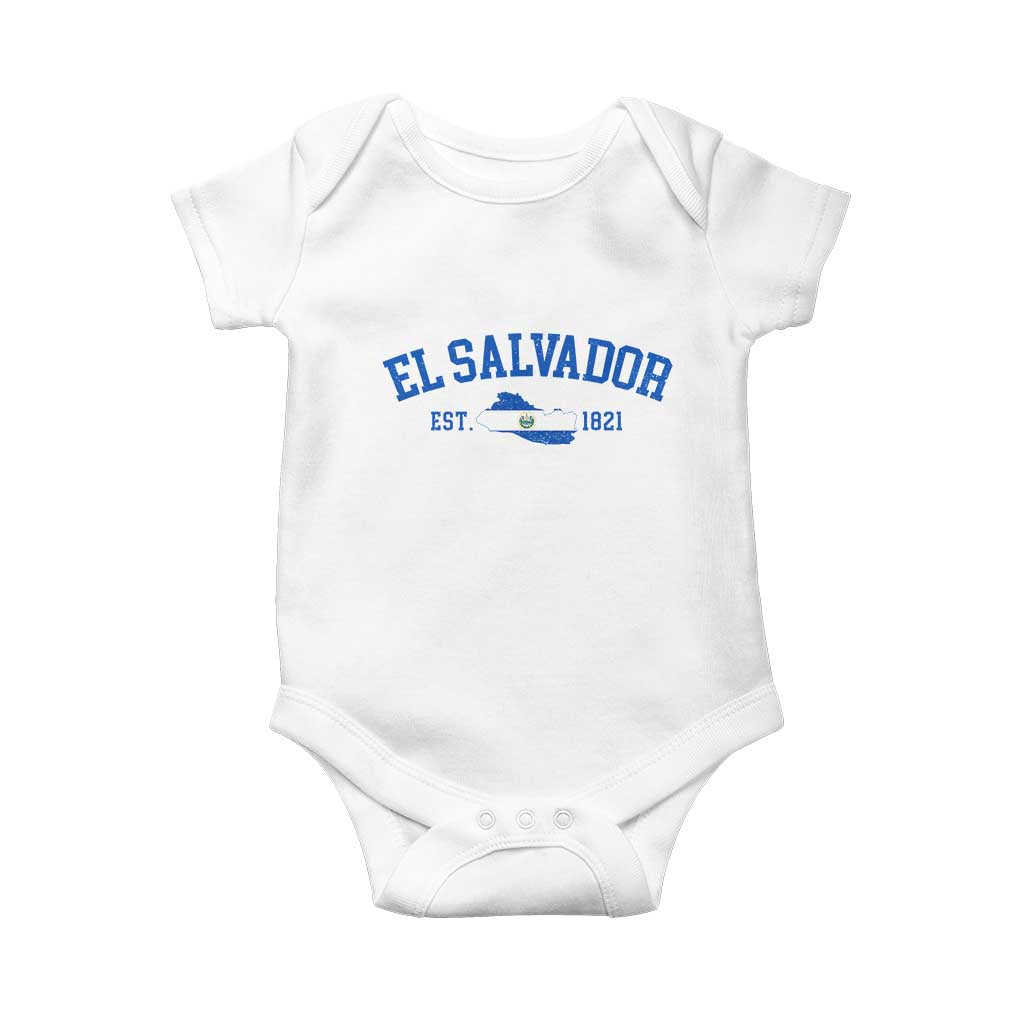 Vintage El Salvador Map Baby Onesie Salvadoran Independence Day Jersey Letters - Wonder Print Shop