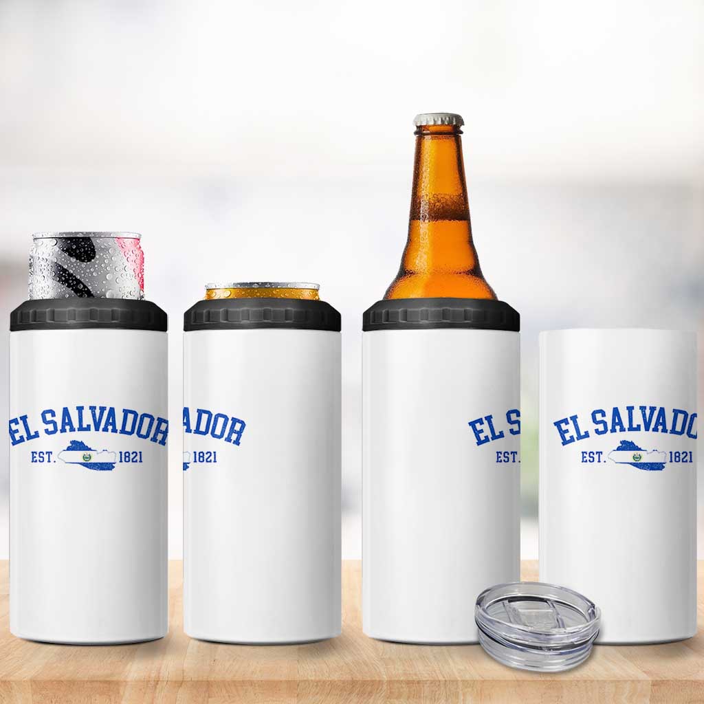 Vintage El Salvador Map 4 in 1 Can Cooler Tumbler Salvadoran Independence Day Jersey Letters - Wonder Print Shop