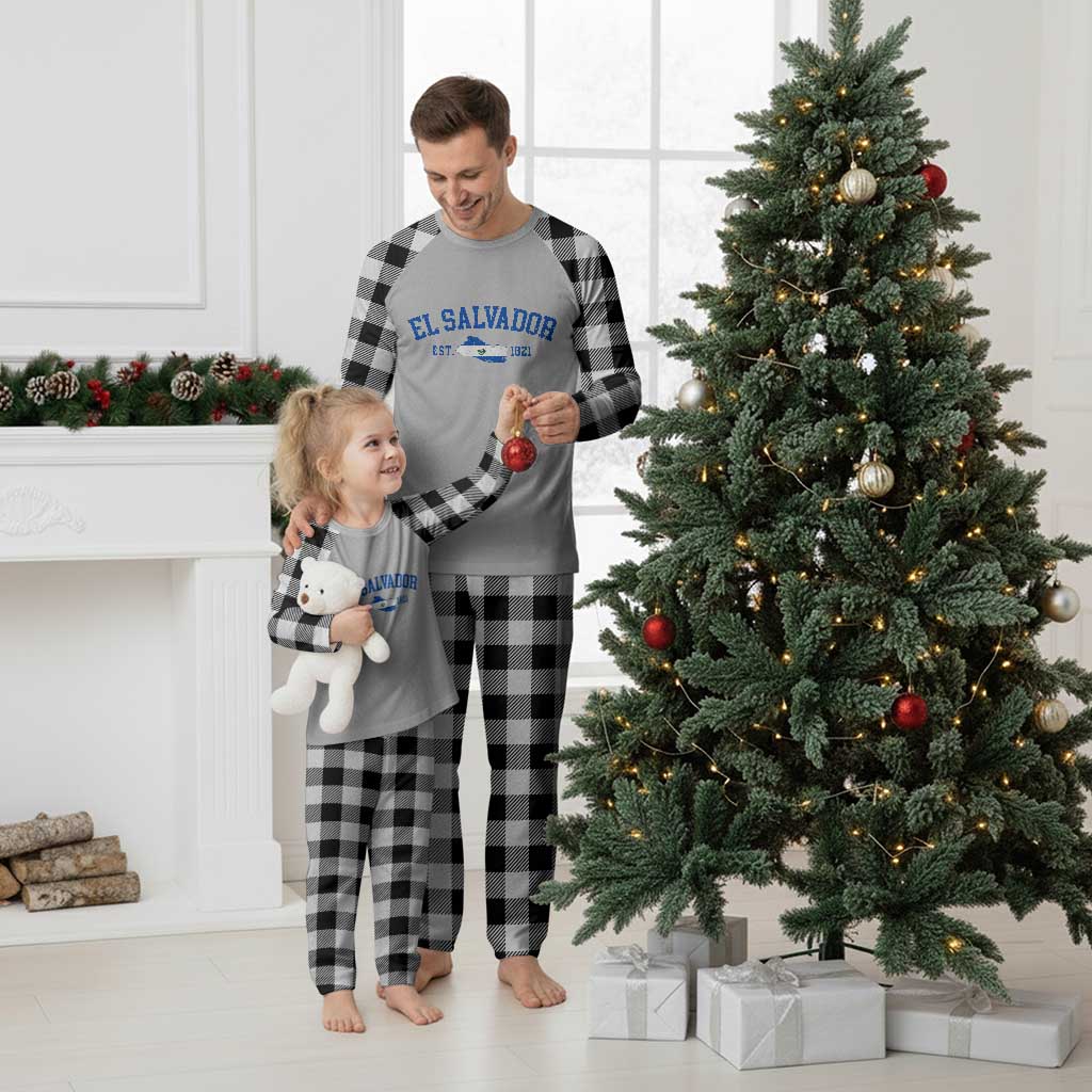Vintage El Salvador Map Plaid Pajama Set Salvadoran Independence Day Jersey Letters - Wonder Print Shop