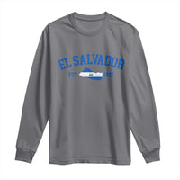 Vintage El Salvador Map Long Sleeve Shirt Salvadoran Independence Day Jersey Letters - Wonder Print Shop