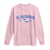 Vintage El Salvador Map Long Sleeve Shirt Salvadoran Independence Day Jersey Letters - Wonder Print Shop