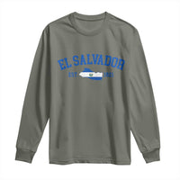 Vintage El Salvador Map Long Sleeve Shirt Salvadoran Independence Day Jersey Letters - Wonder Print Shop
