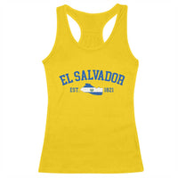 Vintage El Salvador Map Racerback Tank Top Salvadoran Independence Day Jersey Letters - Wonder Print Shop