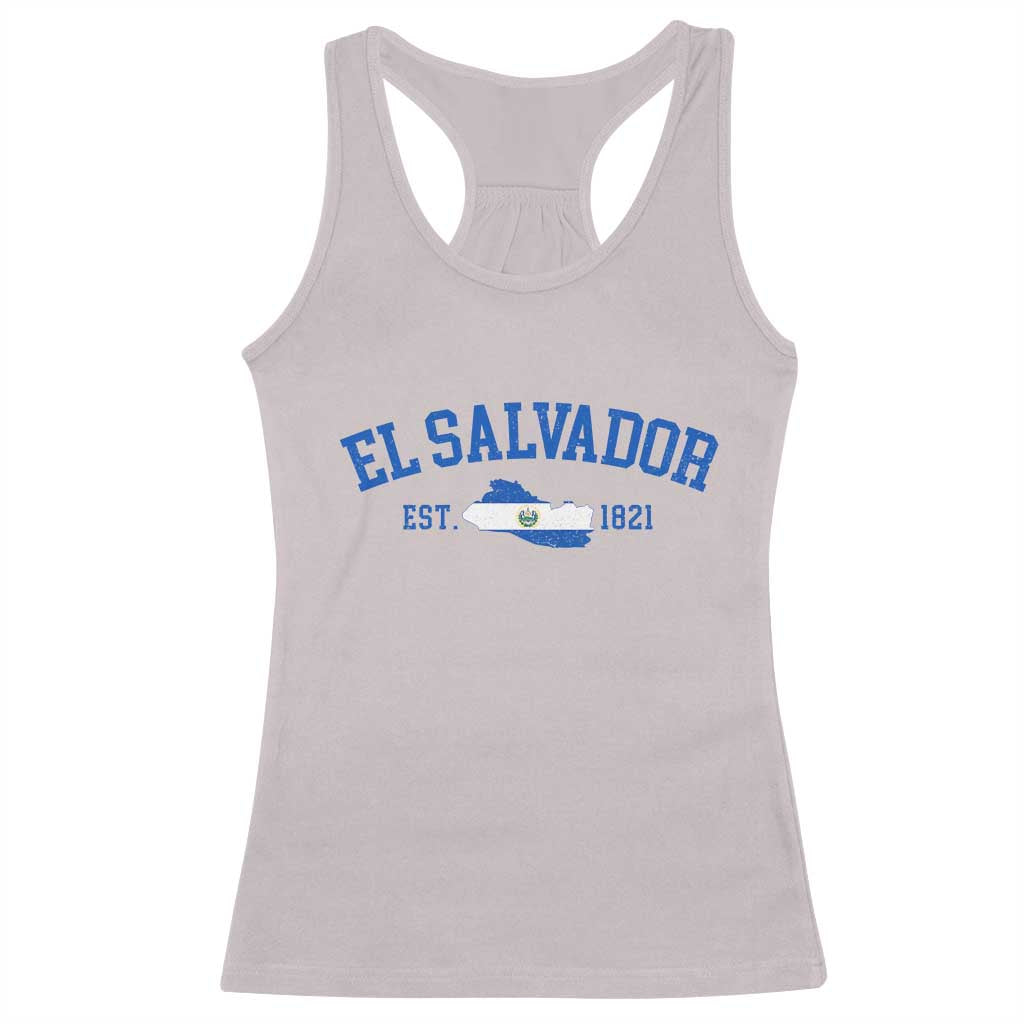 Vintage El Salvador Map Racerback Tank Top Salvadoran Independence Day Jersey Letters - Wonder Print Shop