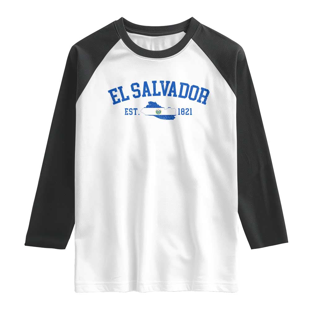 Vintage El Salvador Map Raglan Shirt Salvadoran Independence Day Jersey Letters - Wonder Print Shop