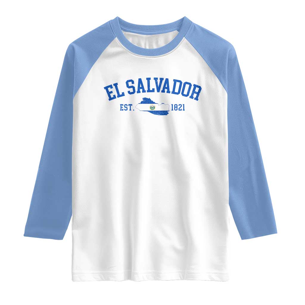 Vintage El Salvador Map Raglan Shirt Salvadoran Independence Day Jersey Letters - Wonder Print Shop