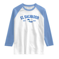 Vintage El Salvador Map Raglan Shirt Salvadoran Independence Day Jersey Letters - Wonder Print Shop