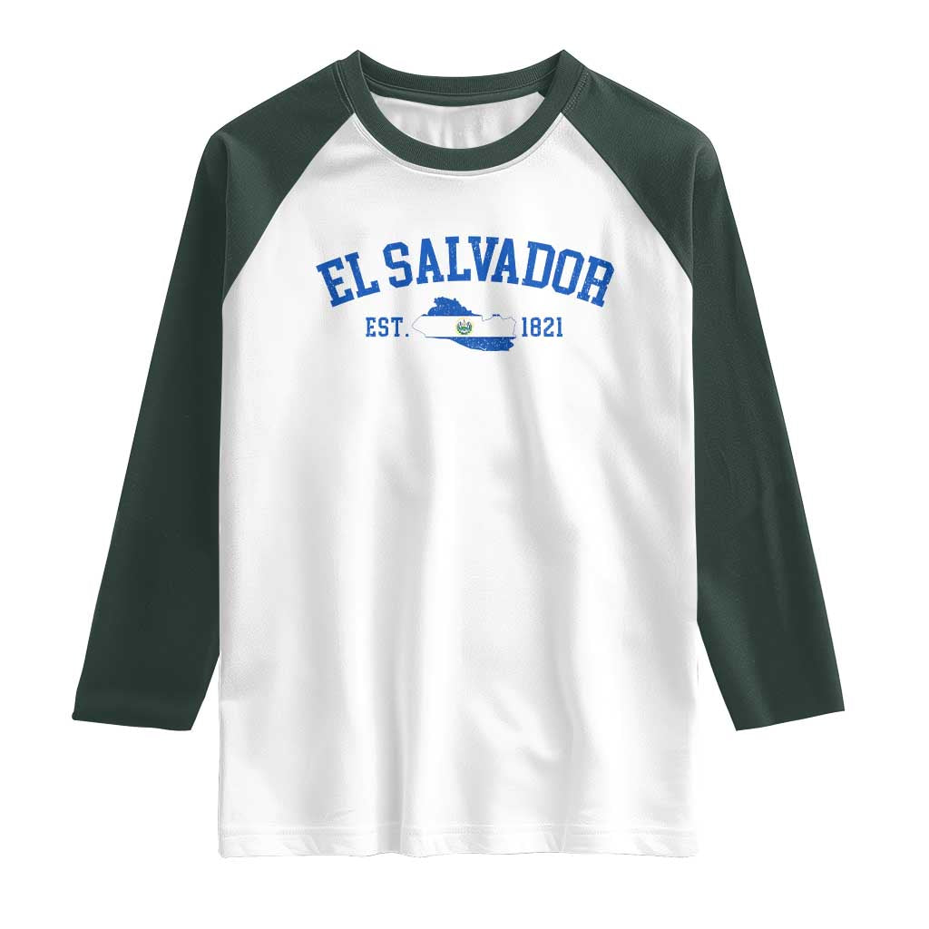 Vintage El Salvador Map Raglan Shirt Salvadoran Independence Day Jersey Letters - Wonder Print Shop