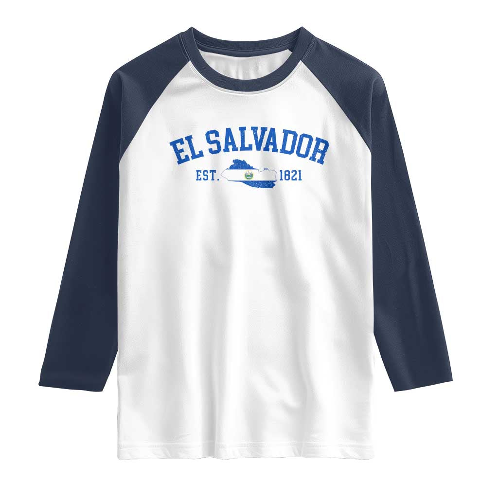 Vintage El Salvador Map Raglan Shirt Salvadoran Independence Day Jersey Letters - Wonder Print Shop